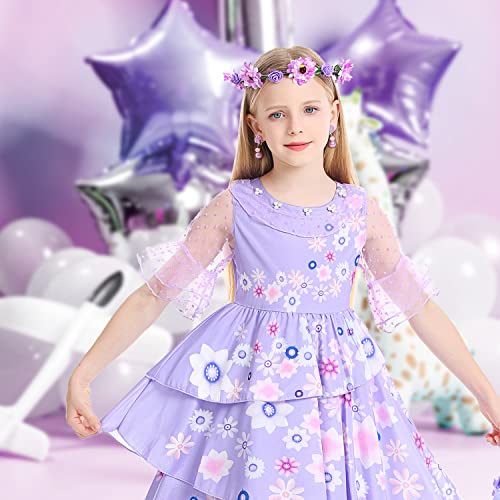 Ciyti Isabella Encanto Costume Dress For Girls Halloween Birthday Party Outfit Cosplay Dress Up With Earrings, Necklace, Bag, Head Wreath, Ring, Bracelet For Kids #TOP2