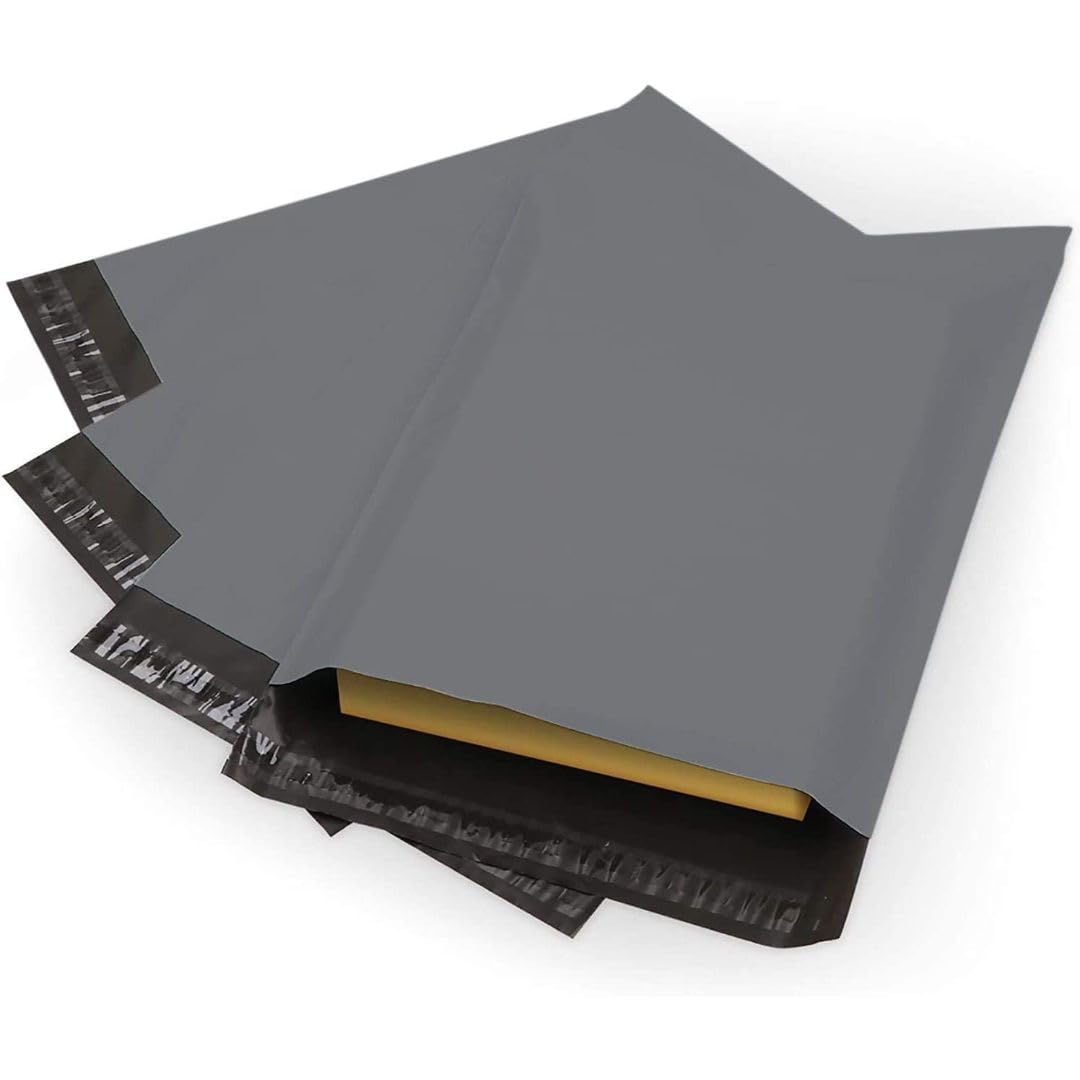 ezkart Mixed Size Self-Seal Mailer Bags Strong Polythene Posting Grey Mailing Bags with Multi Sizes Ideal for Delivery Documents, Post, Protect Documents from Water and Dirt (Grey, 10x14-50) — image 1