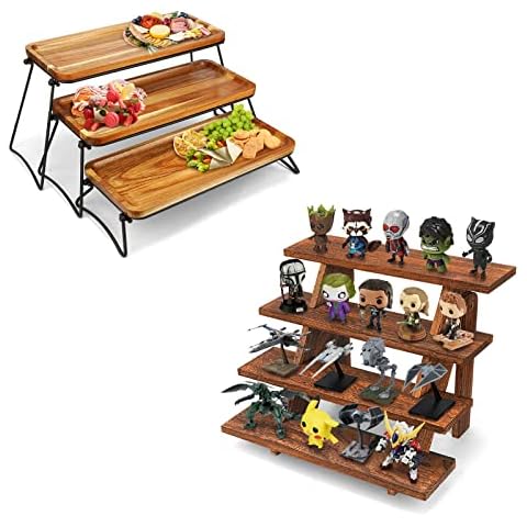 Wooden Display Stand Wood Cupcake Stands Tool Free, Rustic Risers for Display Ideal Craft Funko Pop Shelves, Table Display Stand for Vendors, Farmhouse Cupcake Stand for 24 Cupcakes, Wood Riser Cover