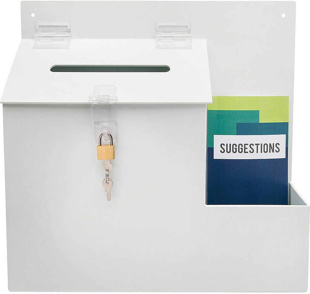 deflecto 79803 Plastic Suggestion Box with Locking Top, 13 3/4 x 3 5/8 x 13 15/16