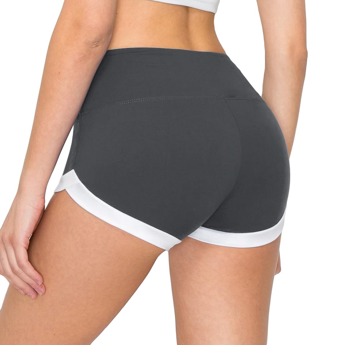 ALWAYS Women's Super Soft Casual Yoga Workout Shorts with Hem Charcoal White XS
