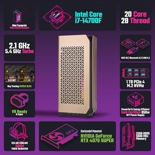 Image of Cooler Master NC1 Pro Mini ITX Gaming PC - i7 14700F - NVIDIA GeForce RTX 4070 Super - 32GB DDR5 5600MHz - 1TB M.2 NVMe SSD - WiFi - Windows 11 - Desktop Computer