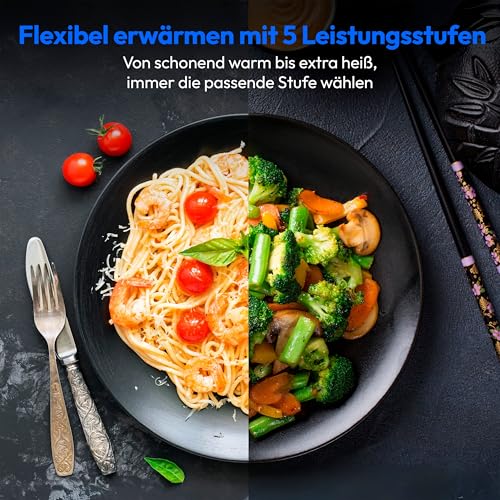 MEDION MEDION Mikrowelle mit Grill und Heißluft (23 Liter, 900 Watt, 1000 Watt Grill, 1680 Watt Heißluftfunktion, 11 Automatik-Programme, 5 Leistungsstufen, Auftaufunktion, Edelstahl, MD12031) [MODELL 2025] - Funktionsansicht 5 | Kompakt-Mikrowellen