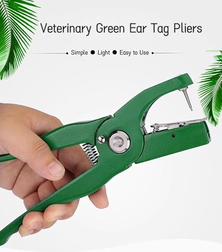 Foto von DEWIN Ohrmarkenzange, Tier Ohrmarke Zangen, Vieh-Ohrmarken mit Ersatznadel zum Installieren von Schweinen Rinder Schafe Tiere Ohrmarken