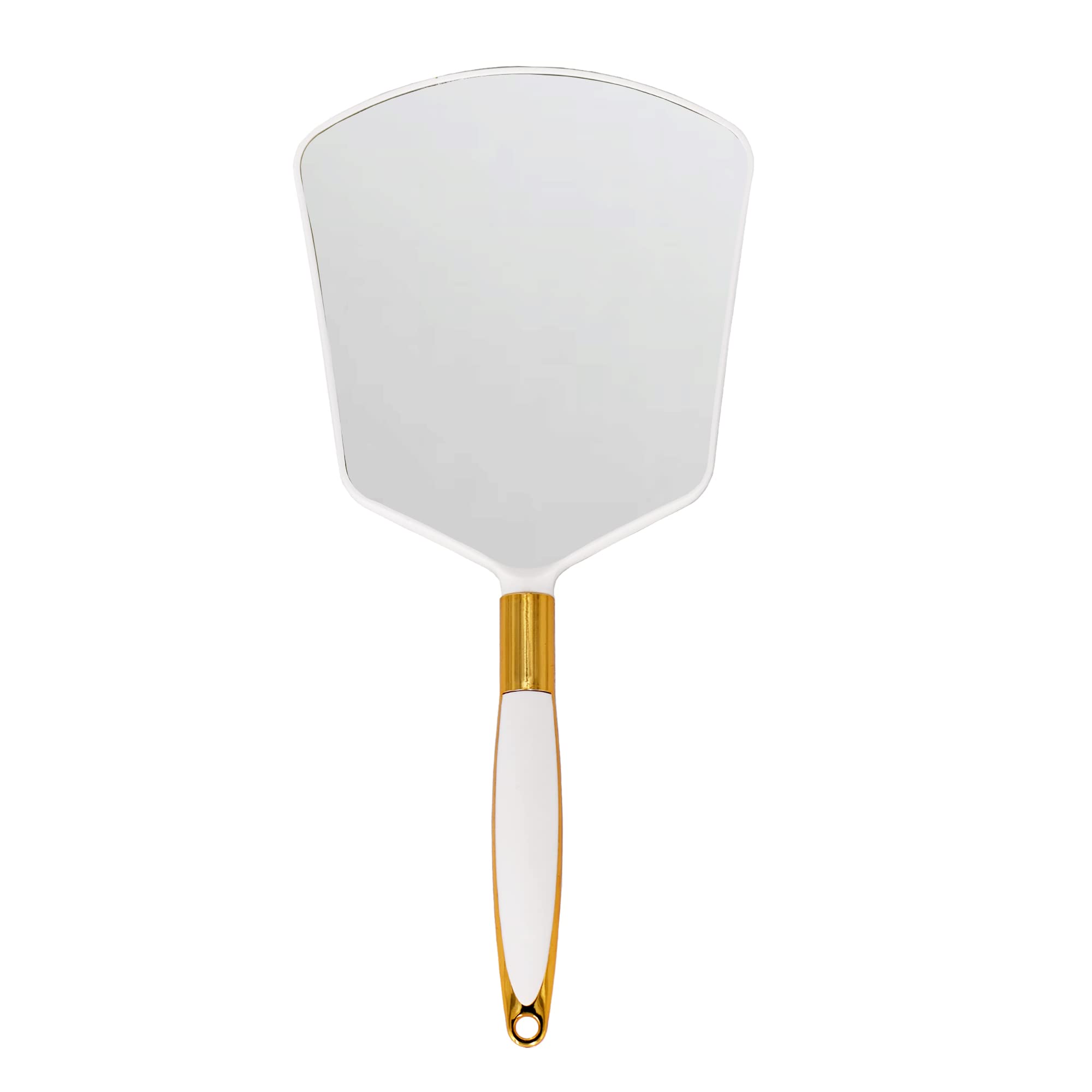 Handheld Mirror with Handle，Barber Hairdressing Handheld Mirrorfor for Salon (White)