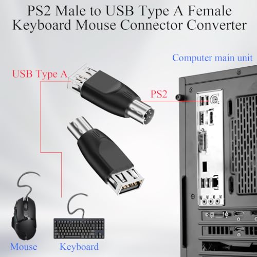 Convertidor PS2 a USB para mouse y teclado, 2 unidades miniatura 3