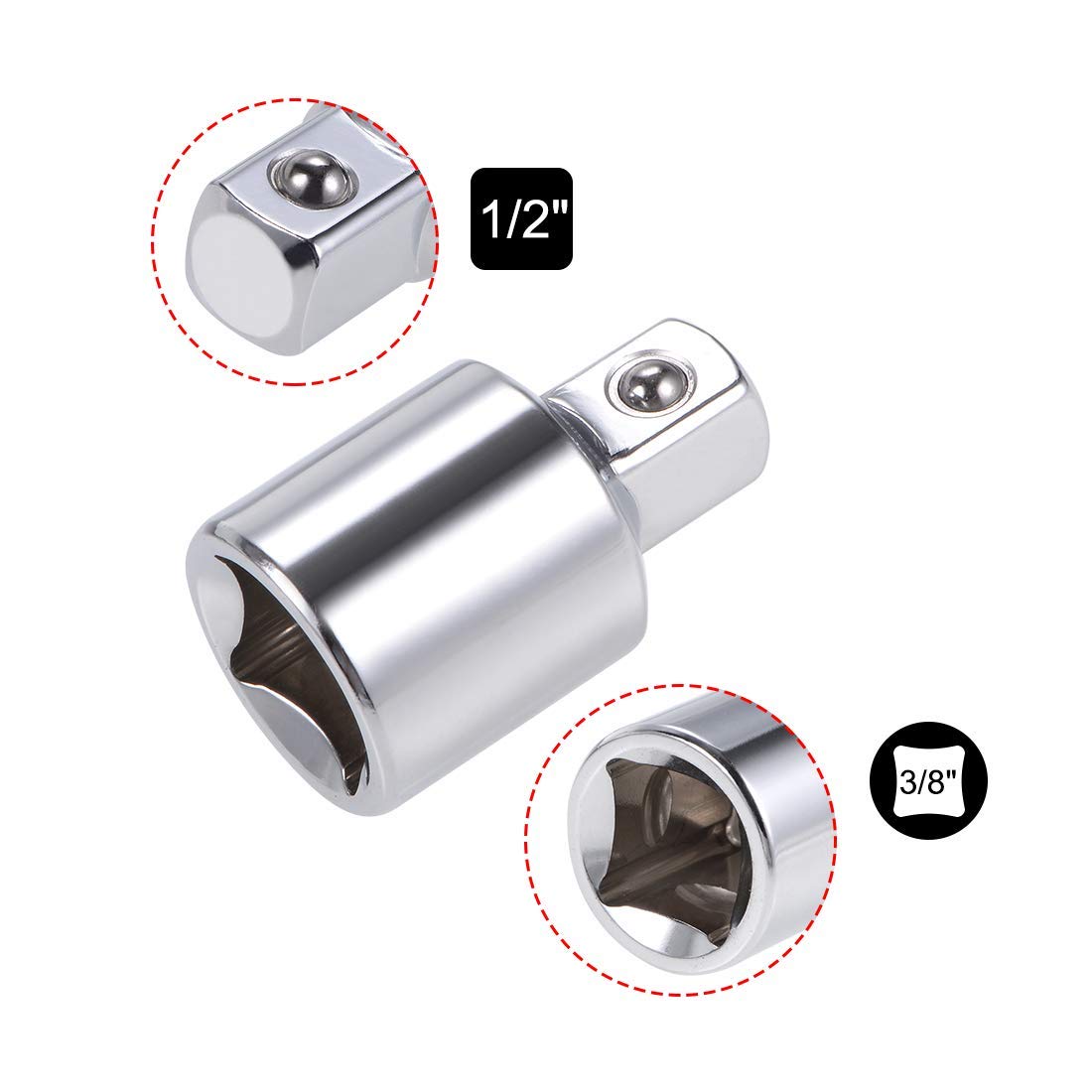 Kraft Steckschlüssel Adapter Und Reduzier Set, 6 Teiliges Set 1/2 Zoll 1/4 Zoll 3/8 Zoll 3/4 Zoll Steckschlüssel Adapter Set Mit Robustem Gehäuse, Reduzier Konverter Adapter Set