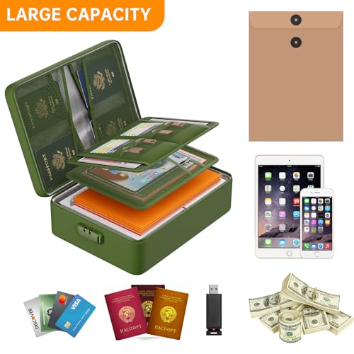Image of DocSafe 5200F Fireproof Document Organizer Box with Lock, Green (Soft)