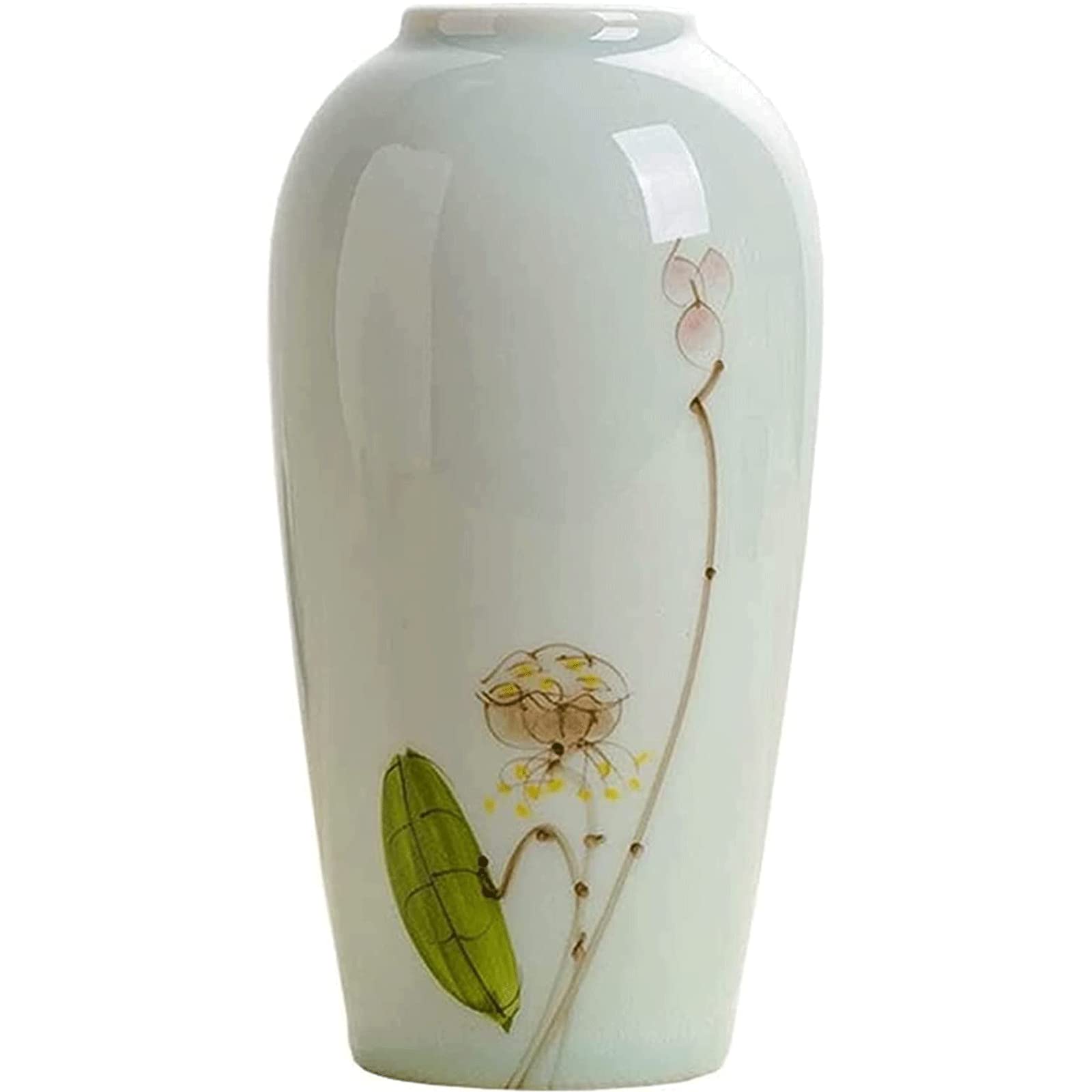 Ngdfgr As Known Fashion Chinese Style The Vase White Ceramic Flower Vases Hand Painted Lotus Vase Home Restaurant Coffee Table ?Desktop Decoration Decoration (A),A