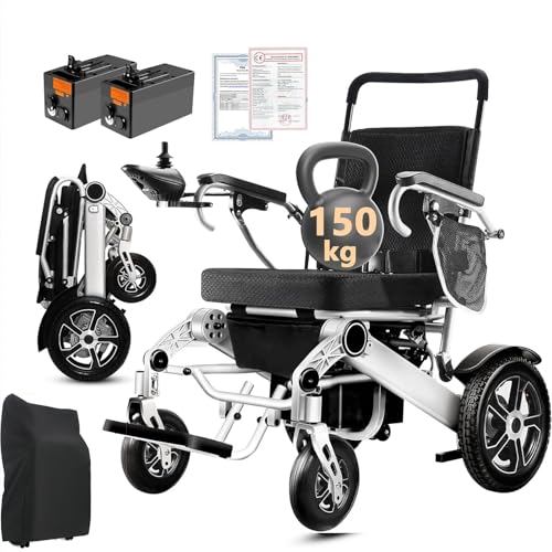 WEYRAL 40km Sillas de Ruedas Eléctrica Para Adultos, ligera, alcance de 40 km, Silla de Ruedas Eléctrica plegable, silla de ruedas eléctrica para todo terreno, capacidad de carga de 150 kg