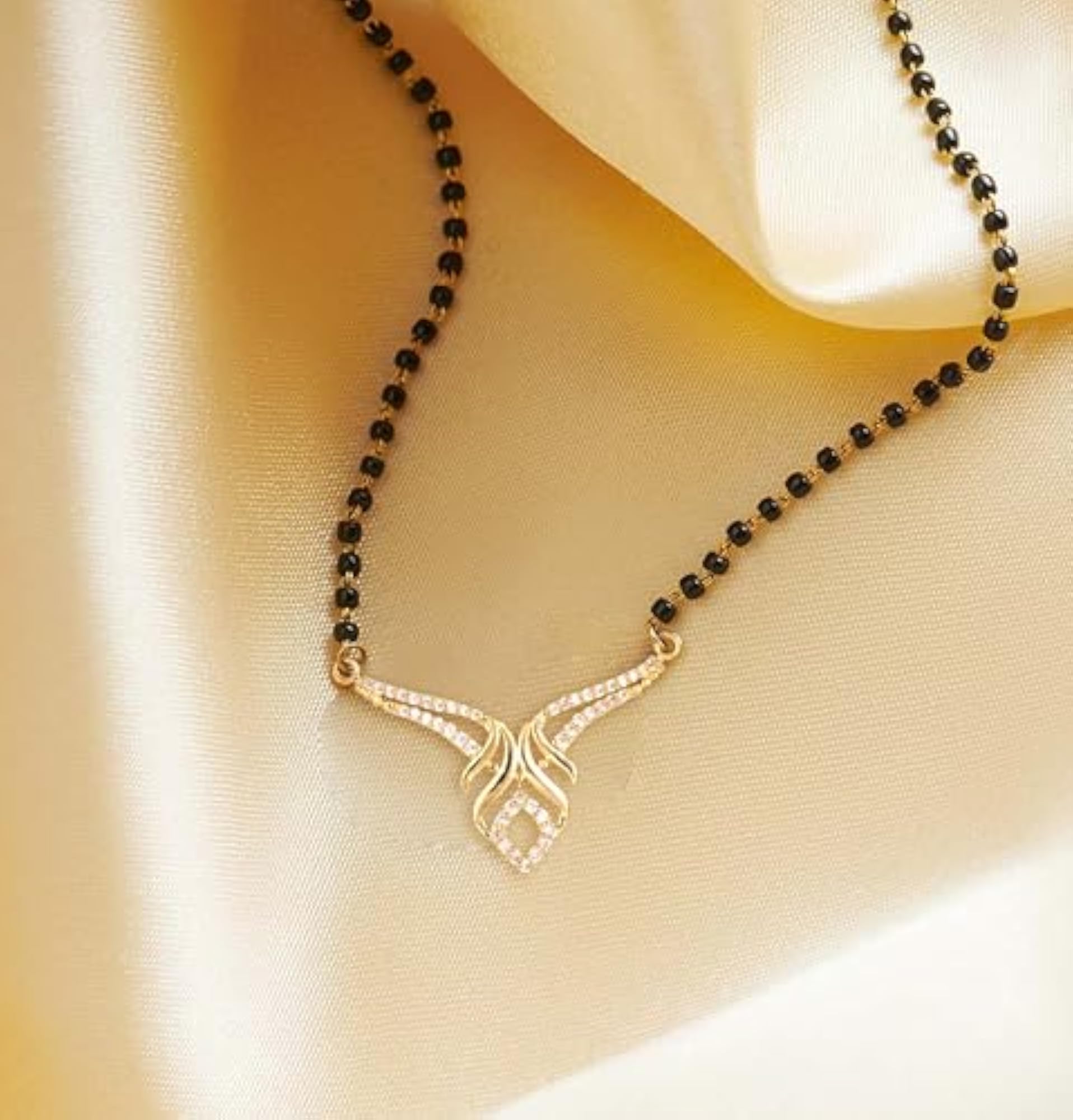Women's Brass American Diamond Mangalsutra, Short Design
