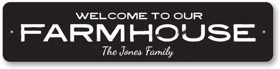 Farmhouse Welcome Family Name Kitchen Sign - Aluminum Decor - 9" x 36"