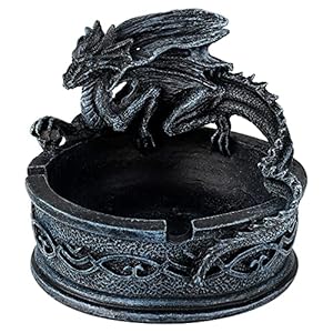 Dragon asbak Gothic klein zwart – draak zit op as – diameter 11 cm – hoogte 9 cm