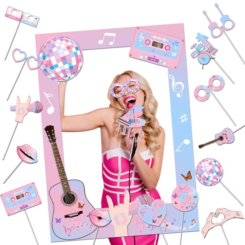 Birthday Photo Booth Props 18pcs Theme Party Decoration Music in My Era Photo Frame Supplies for Party Decoration