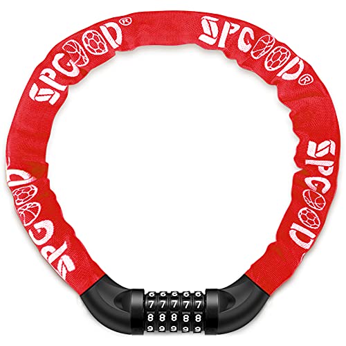 SPGOOD Candado de Bicicleta Antirrobo (14 colores) antirrobo de combinación de 5 dígitos Candado,utilizado para bicicletas, motocicletas, puertas(Rojo)