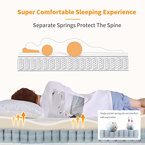 Image of ESHINE King Adjustable Bed Frame-Luxury Gel Memory Foam(783 Pocket Springs), Bed Base Frames with Massage, Wireless Remote, USB, Under Bed Night Light, Head and Foot Incline, Medium Soft, 3000 Series