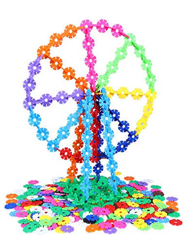 ATESSON Building Blocks Set 500 Piece Snowflakes Interlocking Plastic Disc Set for Boys Girls Kids Toys, STEM Preschool Educational Construction Kit - Tested for Children's Safety