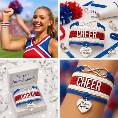 Image of Sportybella Cheer Captain Charm Bracelet- Girls Captain Cheerleading Bracelet- Cheer Jewelry for Cheerleader