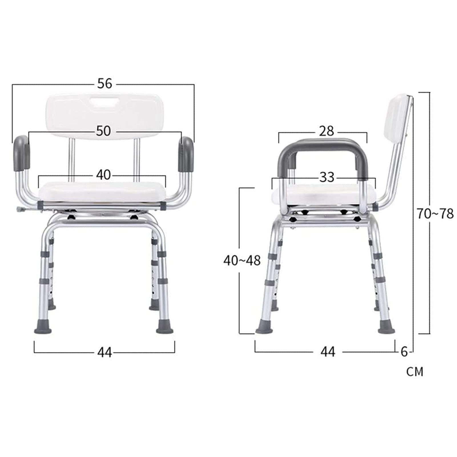 HOLiv Silla De Ducha 360º Giratoria BañEra Silla Ajustable En Altura Silla De Ducha Reposabrazos para Asiento Giratorio para Ancianos Personas Mayores, Carga Máxima 150 Kg