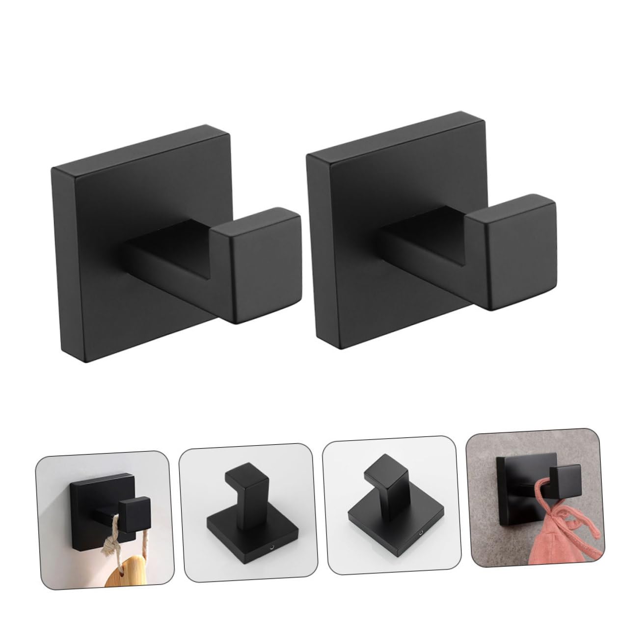 SOIMISS 2 Ganci da Parete in Acciaio Inossidabile Nero per Asciugamani e Cappotti, Resistenti e Sicuri, per Cucina e Camera da Letto