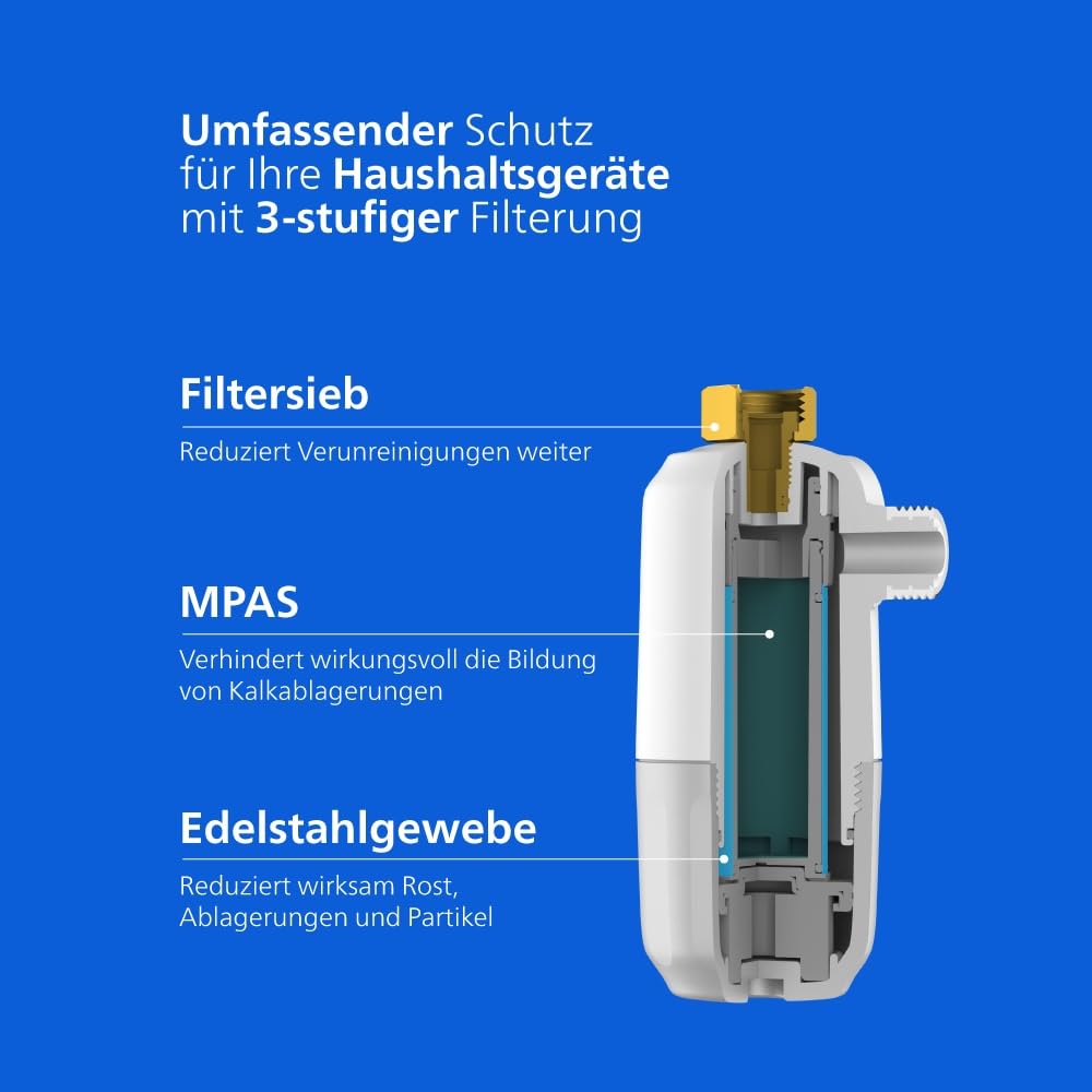 Philips Water, Kalkschutz-Ersatzfilterpatrone AWP183/10, 3-stufige Filterung, 27.000 l Filterkapazität