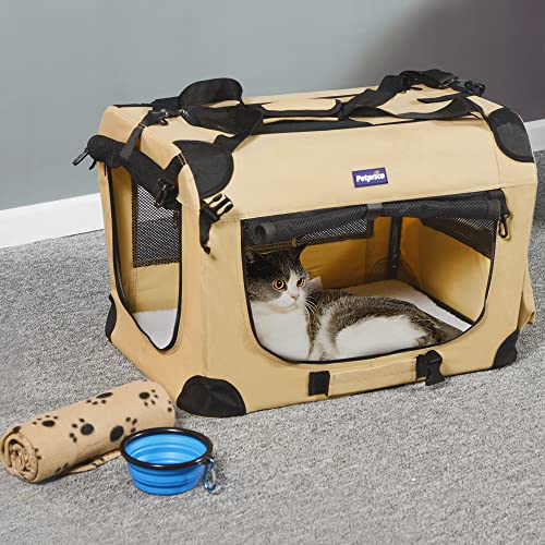 Portable Collapsible Dog Crate, Travel Dog Crate 24x17x17 with Soft Warm Blanket and Foldable Bowl for Large Cats & Small Dogs Indoor and Outdoor - Image 3