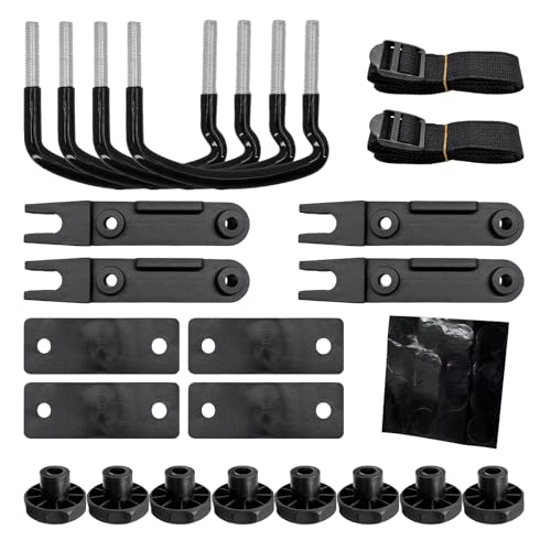 NYTKL 4PCS Roof Box U-Bolt Clamps, Stainless Steel Rooftop Cargo Carrier Rack Bolts w/ 8 Lock Nuts 2 Straps, 82mm Internal Width Roof Rack U-Bracket Clips Car Mounting Fitting Kit