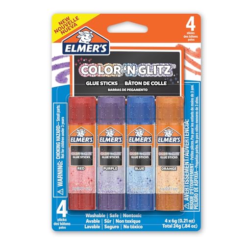 Elmer's Color 'N Glitz Glue Sticks, 0.21gm, Pack of 4 Glue Sticks