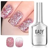 GAOY Glitter Gel Nail Polish, 16ml Pink Sparkly Gel Polish, Diamond Shiny Soak Off Glitter UV Gel for Nail Art, 1125 Pink Bloosms