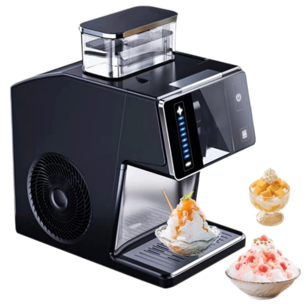 Máquina for hacer conos de nieve eléctrica de 180 W, máquina for hacer hielo con copos de nieve comercial con pantalla táctil inteligente, tanque de agua de 0,8 L, ajuste de 8 velocidades