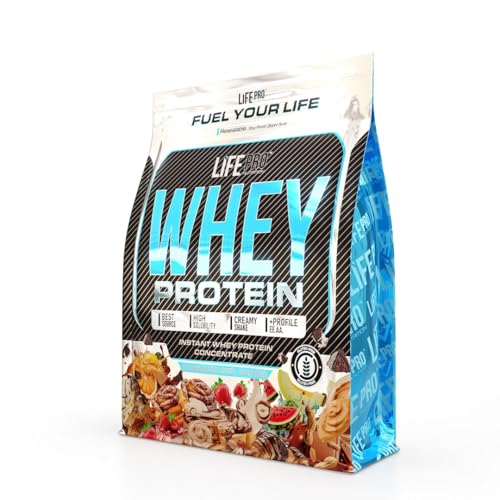 Life Pro Whey 1Kg | Alimento Deportivo, 78% Proteína Concentrado de Suero, Protege Tejidos, Anticatabolismo, Crecimiento Muscular y Facilita la Recuperación (1 kg, BAG COOKIES)