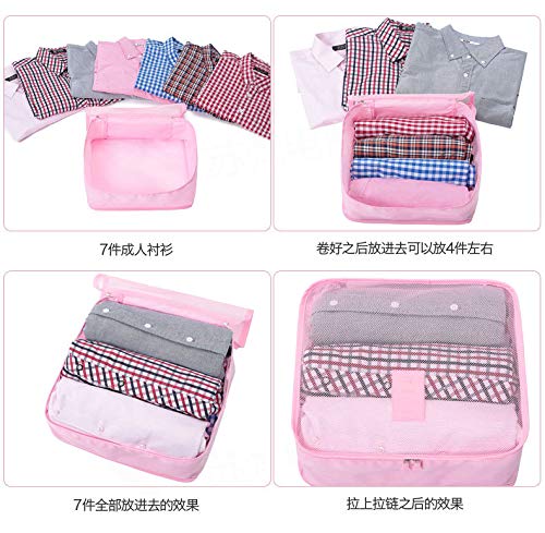 Image of Rojeam 6 Set Packing Cubes Multi-Functional Travel Storage Bags Clothing Sorting Packages