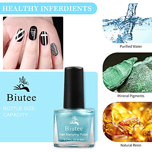 image for Biutee Nail Stamping Polish 12 Colors 6ML Air dry Special Polish Manic