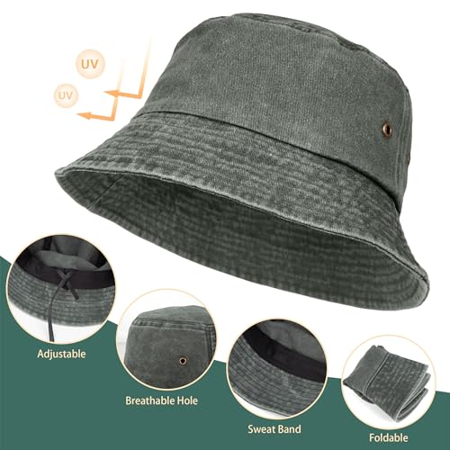 Image of 3Pcs Washed Cotton Bucket Hats for Women and Men,Fishing Hat Pack Summer Travel Beach Sun Hat Outdoor.