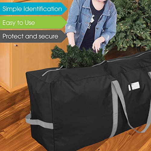 Image of Primode Heavy Duty Christmas Tree Storage Bag | Fits Up to 7.5 Ft. Disassembled Xmas Tree | 50 inch x 15 inch x 20 inch Tree Storage Container | Holiday Storage Box | Durable 600D Oxford Material (Black)