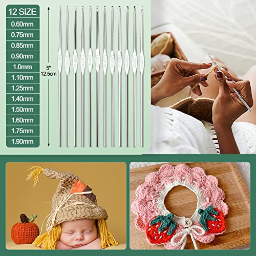 Image of Aeelike Crochet Kits for Beginners with Yarn, Green | Learn to Crochet Set Included Crochet Hooks Supplies DIY Tools,Crocheting Kit for Adults Kids with Portable Green Leaves Bag