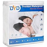 DYD Mattress Protector Waterproof Soft & Cooling Bamboo Cover with Deep Pocket for Kids Adults | Organic & Breathable Encasement Quilted Fitted 8-18 inch | Noiseless & Washable