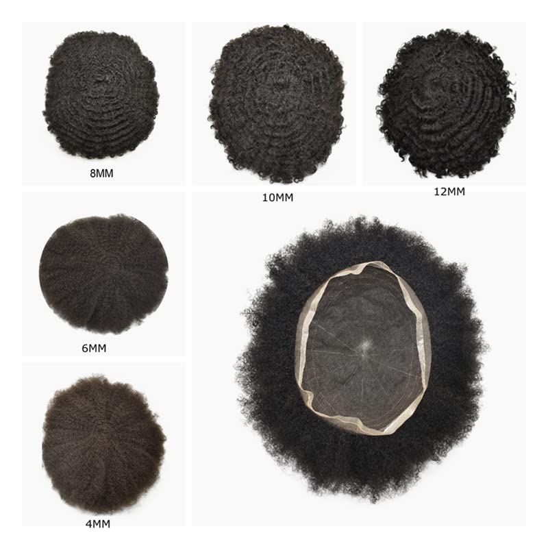 Miniatura 8 de Afro Toupee para hombres negros, encaje completo, afroamericano para hombre, tupé, rizado, 100% cabello humano brasileño, nudos blanqueados, línea