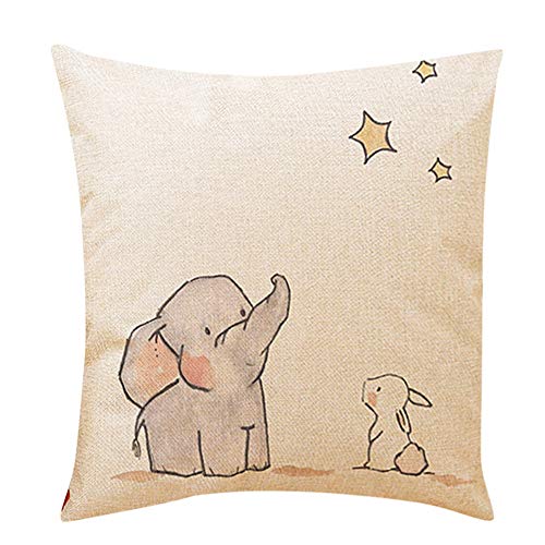JiaMeng Funda Cojin Almohada, Felices Navidad Fundas de Almohada Lino Sofá Cojín de Dibujos Animados Funda de Almohada geométrica Simple 45cm x 45cm (P, 45cm*45cm)