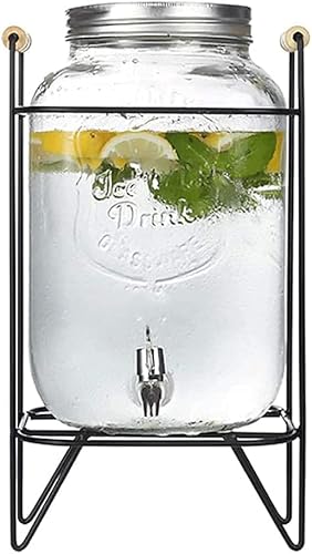 Dispensador de bebidas grande de vidrio con tapa y grifo de acero inoxidable a prueba de fugas dispensador de bebidas transparente para fiestas