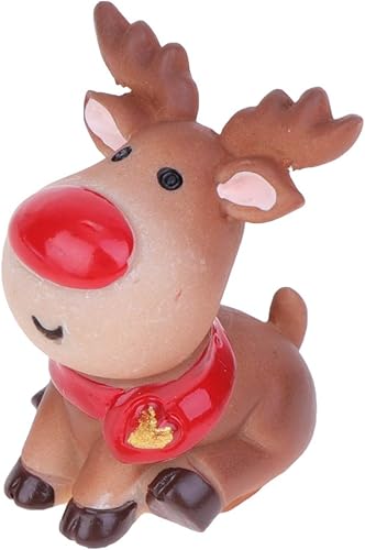 Miniatura 3 de Happyyami 5 estatuas de alce de resina para decoración de escritorio de Navidad, bonitos adornos de reno en miniatura para oficina en casa y fiestas