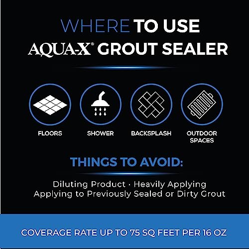 Aqua-X 16 Oz. Grout Sealer, Clear Grout And Tile Sealer, Natural Finish, Professional Grade, Indoor & Outdoor, Fast Dry And Long Lasting Protection #TOP4