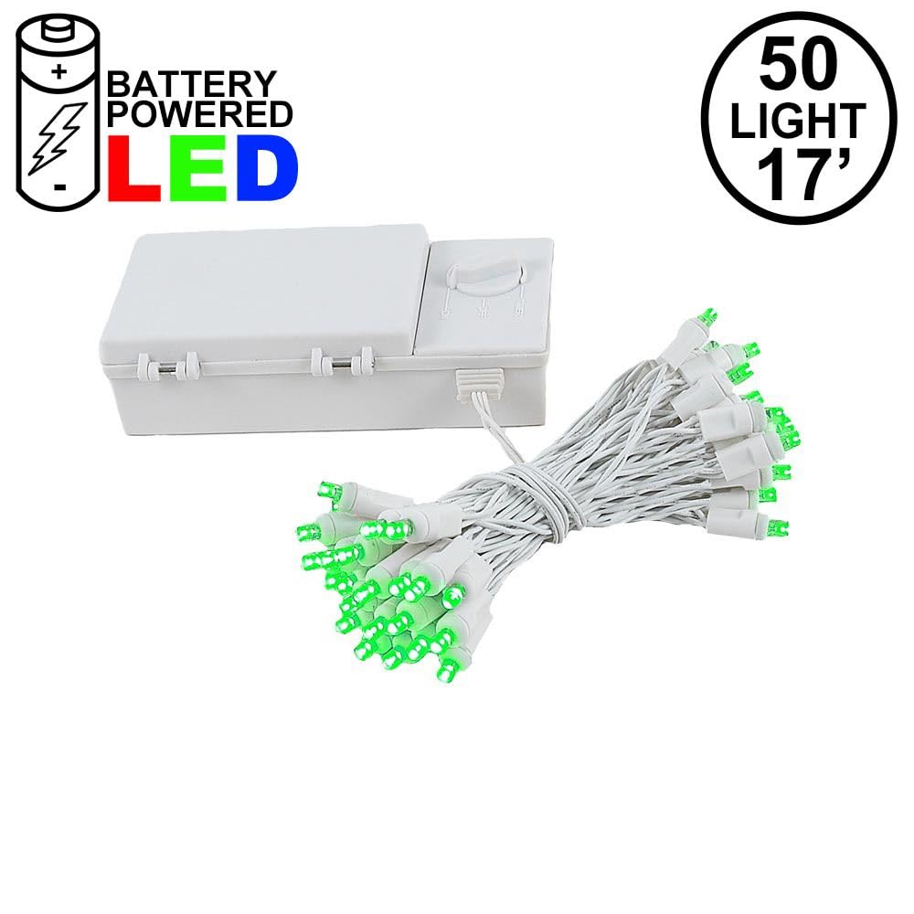 Novità luci 50 LED a batteria Christmas mini Light set, White Wire, 18 'Long, Lyndee