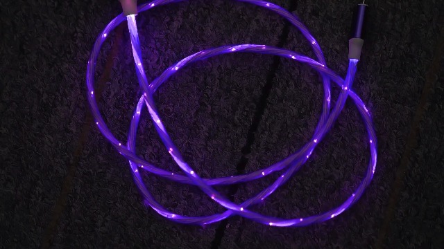 Image of IHAO Multi Ports Starry Light-Up USB Cable USBC MicroUSB Connectors Durable Fast Charging Cables Visible Current Flow for Almost All Device-6in1 Star Purple