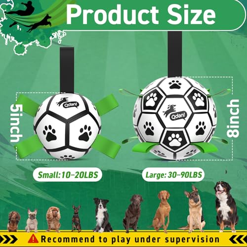 Image of QDAN Dog Toys Balls with Bell Inside, Squeaky Dog Balls for Tug of War, Puppy Birthday Gifts, Dog Water Toys, Ball for Small Dogs(Black Green, 5 inch)