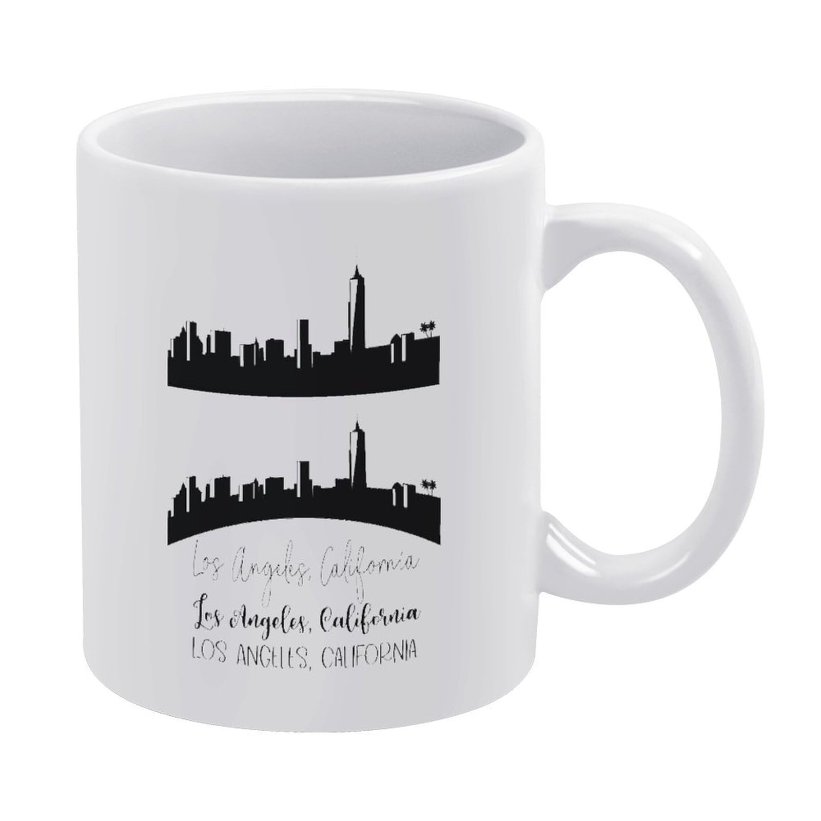 Los Angeles California Skyline 11 Oz Ceramic Coffee Mug - White Mug Gifts for Women Or Men - Funny Holiday Office Gifts for Bosses, Employees,