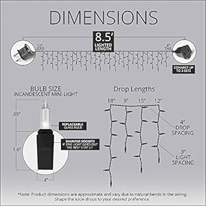 85 ft 150 Clear Icicle Lights White Wire IndoorOutdoor Christmas Lights Outdoor Holiday Icicle Lights