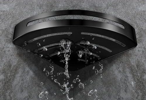 Bathroom Accessories Organizer Corner Rack Shelf Wall Mounted Carbon Steel Racks Shelves Decor Set for Bathroom, Kitchen, Home Holder Storage Self-Adhesive Bathroom Corner Shelf Rack