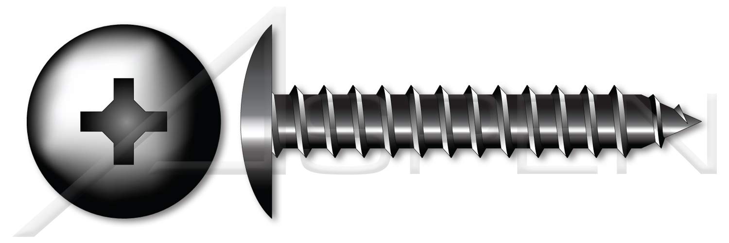 50-Pack Black Oxide Sheet Metal Screws - 1/4-14 Thread, 1-1/4" Length, Truss Head Phillips