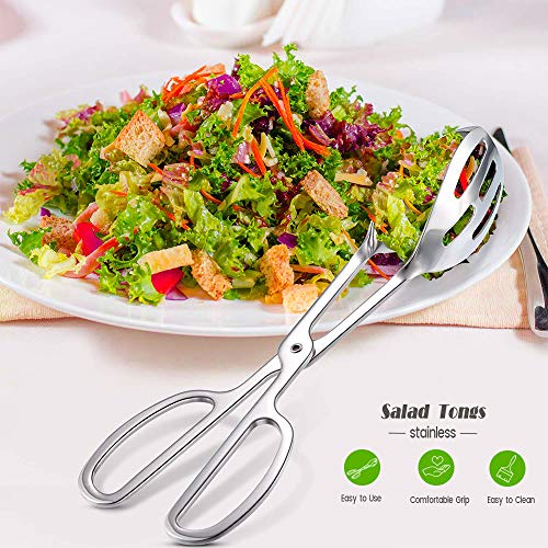 2-pack buffettang, AUHOTA roestvrijstalen saladetang (sterke grijpen en multifunctioneel), caketang broodtang verdikking… - Afbeelding 2